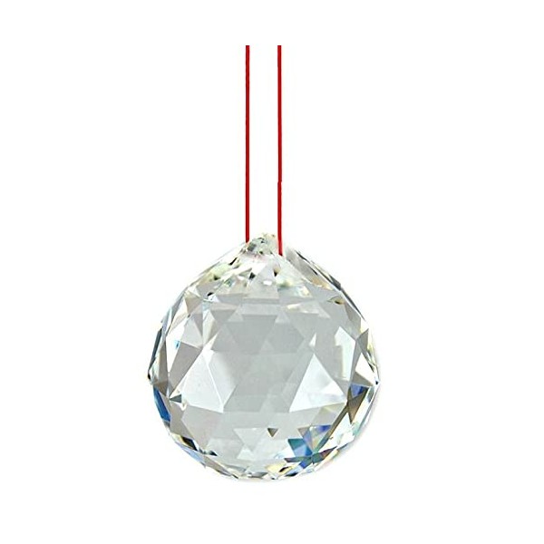 Fengshui Clear Crystal Hanging Ball with Red Thread for Good