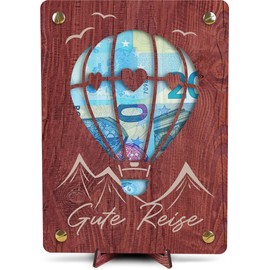Reise Geschenk - XL Geldgeschenk aus Holz inkl. Ständer | Urlaub Geschenk, Urlaubskasse, Geldgeschenk Reisekasse, Reisekasse, Geldgeschenk Reise, Urlaubskasse Geschenk (Ballon)