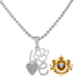 Usdiamondking Real Genuine Diamond 10K White Gold Finish LOVE Heart Mini Pendent Charm + Chain