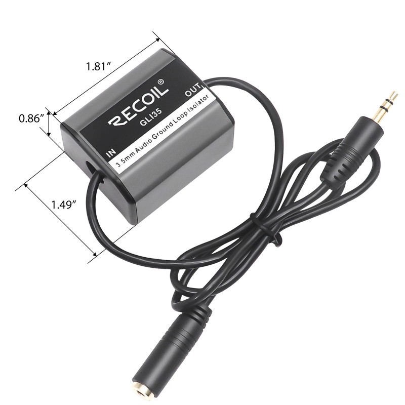 Recoil GLI-35 Ground Loop Noise Isolator for Car Audio, Home,