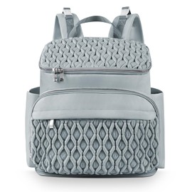 NatuFuse Baby Diaper Bag, Multi-Function Baby Bag for Mom Dad, Diaper Backpack with Changing Pad Stylish Pañaleras para Bebe Stroller Straps, Newborn Baby Essentials Must Haves for Women Grey Green