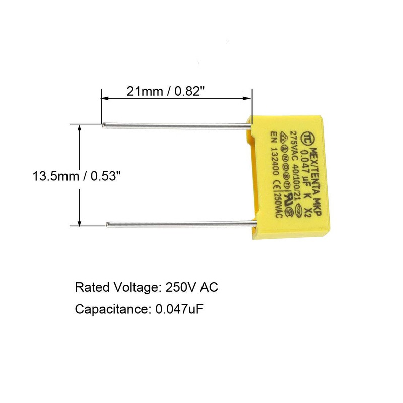 sourcing map Pack of 5 Safety Capitors Polypropylene 0.47uF 275VAC