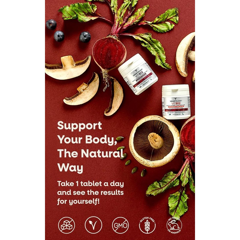 Vegetology Vitamin B12 Sublingual | 100mcg Fast-Acting B12 Vitamin Tablets