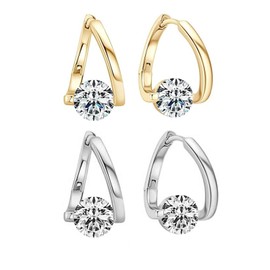 2 Pairs Halolux Lymphvity Germanium Earrings, Halolux Lymphvity Drainage Cubic Zirconia Earrings Lymphati Activity Hoop Earrings for Women Lymphvity Therapy Earring Jewelry (White)