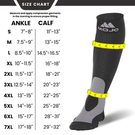 Mojo Compression Socks Graduated Unisex 20-30mmHg Support for Varicose Veins & CVI, Athletes, Nurses, Travel, Post-Surgery & Lymphedema Relief - Wide Calf & Plus Size Options - Improve Circulation