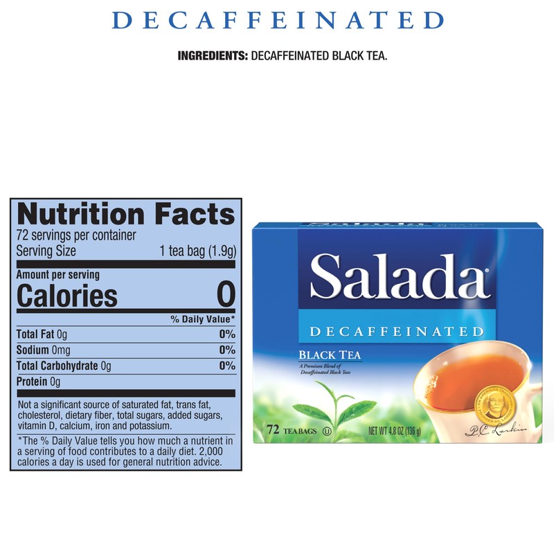 Salada Decaffeinated Black Tea Blended Strong Black Tea with 72