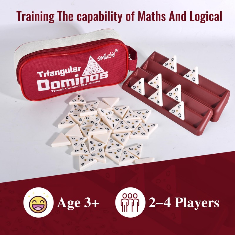 Smilejoy Triangle Domino,Triangular Domino Tiles with Brass Spinners Tabletop Game