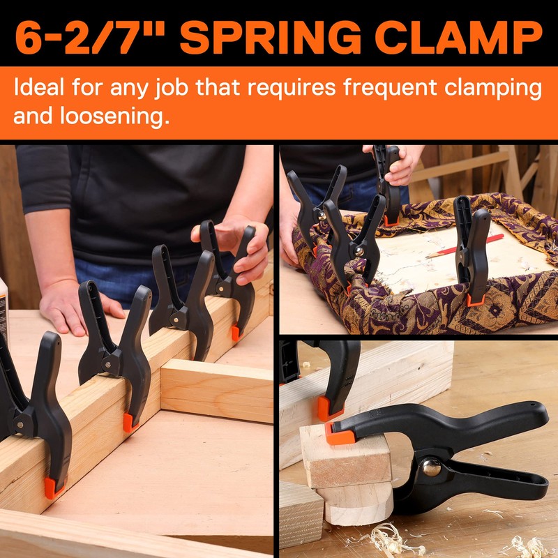 PONY 5-in-1 Strap Clamp with 4-Pack 6-2/7" Spring Clamps, Woodworking