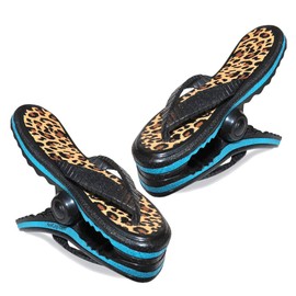 SolClip Flip Flop Leopard Beach Towel Clips Pinces à Serviette de Plage (Set of 2 clips)