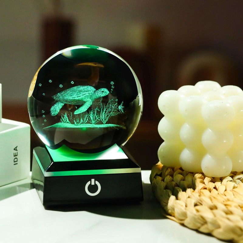 Enjinkail 3D Crystal Ball Sea Turtle Gifts for Women Men