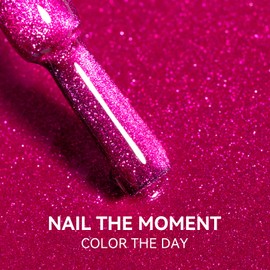 Dragon Fruit Cat Eye Gel Nail Polish Ice Glass Hot Pink Glitter Magnetic Gel Polish Holographic Soak Off UV Nail Art Manicure Salon DIY Home Gifts for Women, 15ml