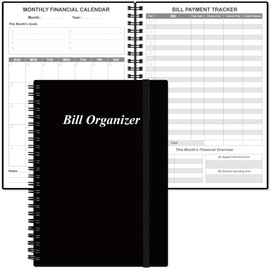 Bill Organizer - Monthly Bill Payment for Personal Budgeting Financial, Payments Checklist Organizer, 5.8" x 8.5", Black