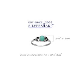 Silvershake Petite Created Green Turquoise Inlay 925 Sterling Silver Celtic Knot Ring Size 9.5
