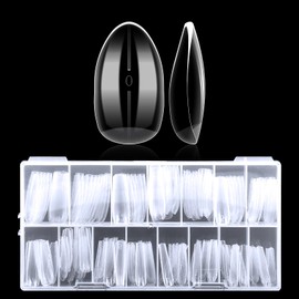 outopen 360 Puntas Cortas De Almendra Para Uñas, Gruesas Y Transparentes, Con Forma De Almendra, Para Extensiones De Acrílico De Poligel, Cobertura Completa, Uñas Postizas, Para Principiantes, Manicur