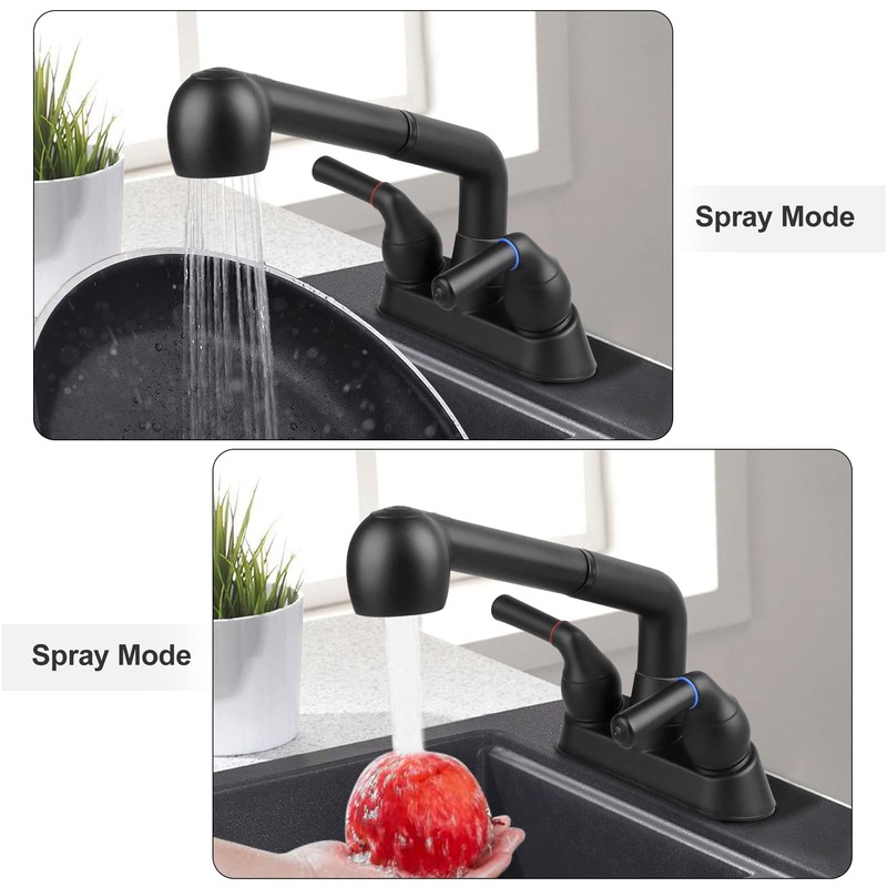 Utility Sink Faucet, Laundry Room Faucet with Pull Out Sprayer,