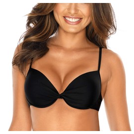 RELLECIGA Women's Push Up Bikini Top Twist Front Underwired Bikini Top, black