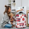 Fire Fighting Truck Laundry Basket with Lid, Collapsible Large Drawstring