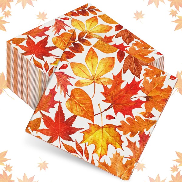 Sherr 200 Pcs Fall Thanksgiving Napkins Hello Autumn Paper Napkins