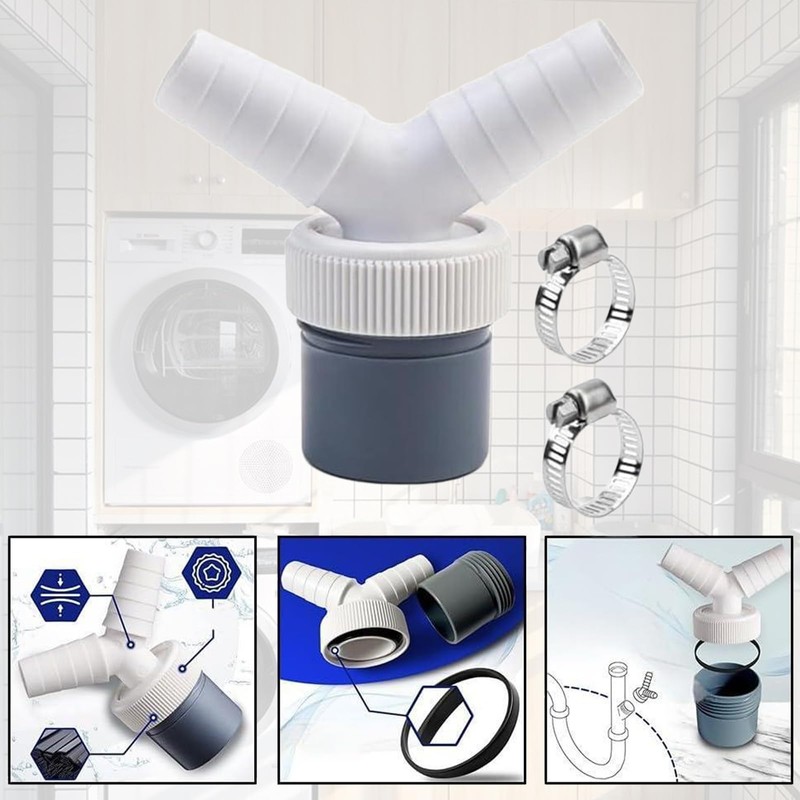 Drain Adaptor for Dishwasher and Washing Machine, 0.75"-0.95" Double Connection