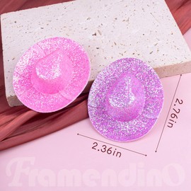 Framendino, 12 Pack Mini Bling Cowboy Hat Hair Clips for Party Decoration 4 Colors