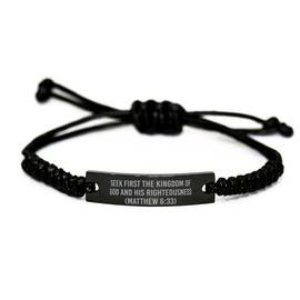 Seek First The Kingdom Of God And His Righteousness Bracelet Matthew 6:33 Bracelet Matthew 6 33 Baptism Communion Gifts For Him Her Men Women Stainless Steel Bracelet