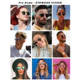 Pro Acme Polarized Small Round Sunglasses for Women Men Classic Crystal Glass Lens Retro Circle Metal SunGlasses,50mm(Plastic G15 Green Lens)