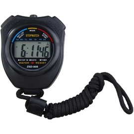 Stopwatch-Digital Water-Proof Stop Watch, Swimming Watch, Multifunctional Sports Stopwatch for Swimming, Running, Basketball, and Football, LCD Display Chronograph with Alarm Clock (Black)