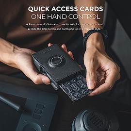 VULKIT Cartera desplegable para hombre Air Tag con bloqueo RFID, cartera de cuero para dinero en efectivo y tarjetas de crédito, regalo minimalista para hombre (Air Tag no incluido)