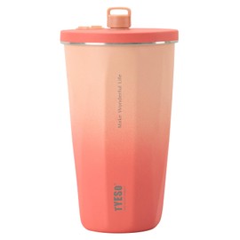TYESO 20oz Tumbler with Retractable Straw, Stainless Steel Tumbler with straw inside Stainless steel wide-mouth vacuum insulation bottler home office outdoor multi-color (GRADIENT GRAPEFRUIT, 20 oz)