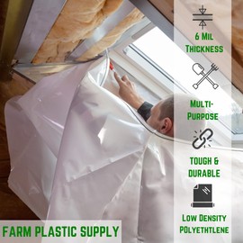 Farm Plastic Supply - Clear Plastic Sheeting - 6 mil - (20' x 100') - Thick Plastic Sheeting, Heavy Duty Polyethylene Film, Drop Cloth Vapor Barrier Covering for Crawl Space