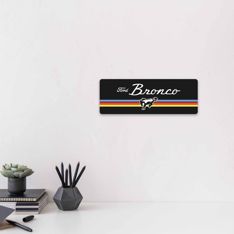 Ford Bronco Retro Stripe Metal Sign - Classic Bronco Wall