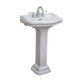 Fine Fixtures Roosevelt Bathroom Pedestal Sink – 18-Inch Small Pedestal Sink, Durable Vitreous China Ceramic with Single Hole Bathroom Sink Faucet – Ideal for Modern Bathrooms