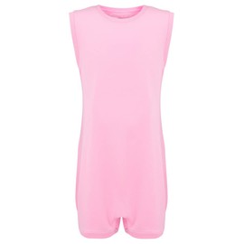 Kaycey Popper Vest Sleeveless Bodysuit With Crotch Snap Closure, Adaptive Clothing for Adults and Big Kids with Special Needs, Soft Cotton, Small, Pink