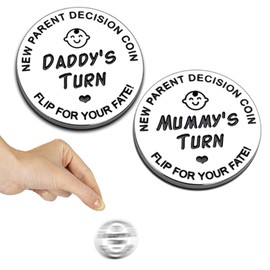 Vichona New Baby Gift,Double-Sided Decision Coin as New Parents Gifts for Couples,Lovely Baby Shower Gifts as New Mommy Essentails,Funny Gifts for Fathers Day,Silver