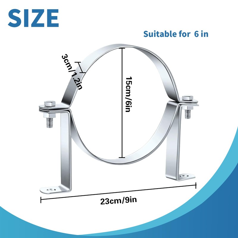 2 PCS 6 Inch B Vent Adjustable Wall Strap Round