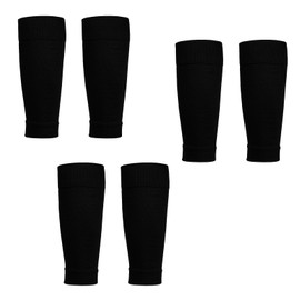 Lyqaq 3 Pairs Kids Soccer Shin Guard Sleeves - Elastic Cut Football Socks for Boys & Girls, Black Team Leg Sleeves That Fit Over Shin Pads for Games, Practice & Beginner Players
