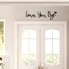 Yadiana Love You Bye Wooden Sign Above Door Boho Farmhouse Decor,21.6" Black Modern Wall Topper Art Express Love and Warm for Your Family Lovers,Room Entryway Hallway House Decor Aesthetic Gift