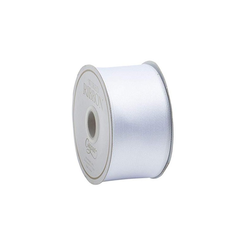 Caspari Solid White Satin Wired Ribbon - 27 Foot Spool
