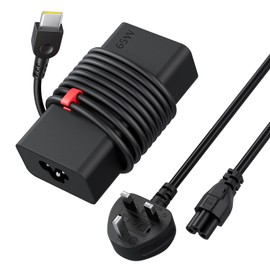 Lenovo 65W Charger USB C for ThinkPad, Slim USB Type-C Laptop Charger Compatible with Lenovo ThinkPad X1 Carbon, T470 to T16 Series and More, Includes UK Travel Power Cord