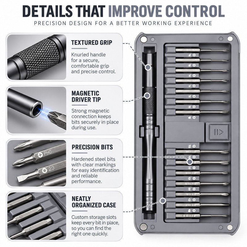30-in-1 Precision Screwdriver Set for Electronics Repair – Extended Multi-Bit