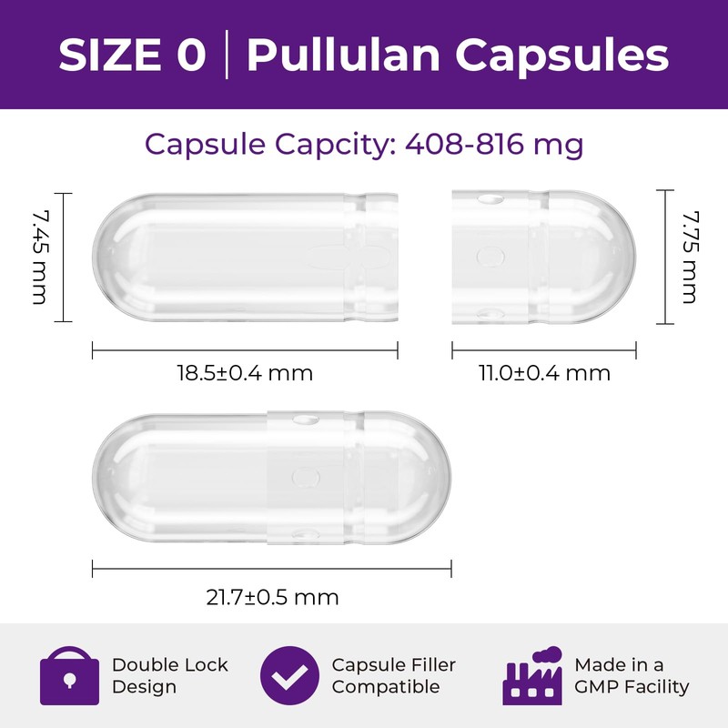 ATLEMISME Pullulan Empty Capsules Size 0 - Vegan Capsules Empty