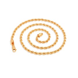 Waitsoul 925 Sterling Silver Rope Chain Lobster Clasp 4.5mm 14K Gold Plated Chain for Men Women Silver Necklace Chain 30 Inch