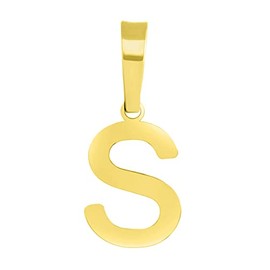Solid 14k Yellow Gold Dainty Mini Uppercase Initial Charm Block Letter Pendant, not-applicable