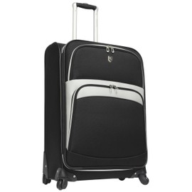 Beverly Hills Country Club Softside Expandable Spinner Luggage, Black, Checked-Medium 24-Inch