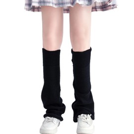 HeyToo Leg Warmers for Women Winter Women's Leg Warmers Fashion Knit Leg Warmers Women's Solid Rib Knit Leg Warmers Horn Black