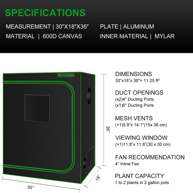 MELONFARM Small Grow Tent for Aerogarden，30”x18”x36” ，Hydroponics Growing System ，Highly