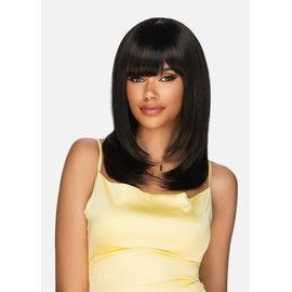 Amore Mio Hair Collection's AW-MARIA, Blunt Bang Style EVERYDAY WIG with Layered Both Sides, Color 2 Dark Brown