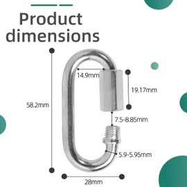 100 pcs Chain Link,1/4 Inch Link Chains,Heavy Duty Chain Quick Link 660lbs Capacity,Quick Link Chain Connector,Safety Chain Connector Link,Galvanized D Shape Repair Chain Link