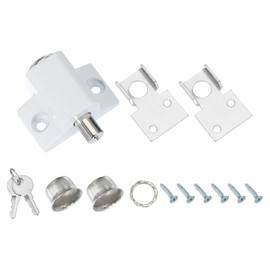 sourcing map Sliding Window Locks Push-in Sliding Window Security Lock with Keys, Sliding Door Keyed Locks for Up and Down Window, Horizontal Sliding Window Doors, White 1 Set
