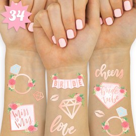 xo, Fetti Bride Tribe Tattoos - 34 Glitter Styles | Bachelorette Party Decoration, Bridesmaid Favor, Bride to Be Gift + Bridal Shower Supplies